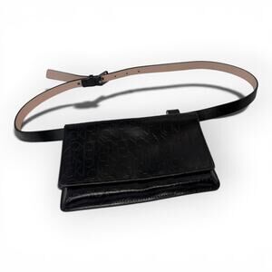 Calvin Klein Collection Black Leather Belt Bag Adjustable Waist
